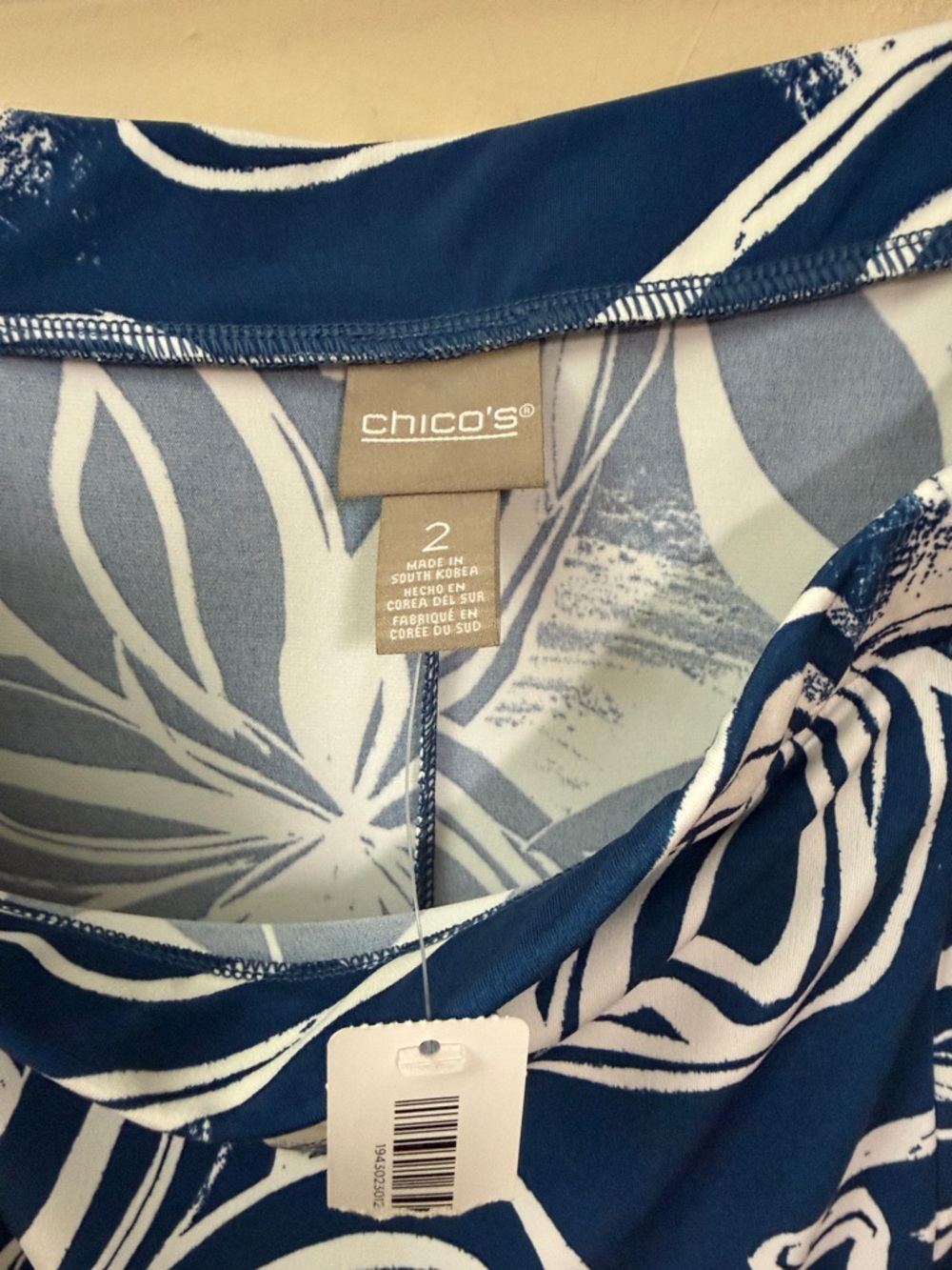 Chicos Linear Floral Maxi Skirt Blue White Stretch Pull On - Picture 2 of 4